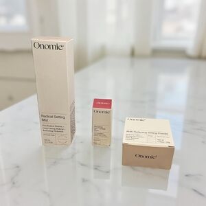 NWOT Onomie Radical Setting Mist, lip and cheek stick and setting powder